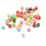 Perles acryliques de poly styrène écologiques, de couleur plaquée ab , ronde, couleur mixte, 6mm, Trou: 1mm, environ 4950 pcs/500 g