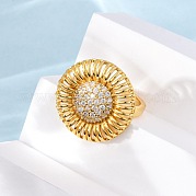 Латунные микро проложить манжеты кольца кубического циркония RJEW-D323-03G