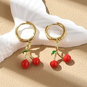 Серьги-кольца из вишневой латуни с эмалью EJEW-M077-14G-01
