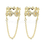 Серьги-каффы из латуни с микропаве и кубическим цирконием EJEW-C086-17G
