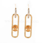 Accessoires de boucles d'oreilles pendantes en laiton avec zircon cubique transparent à micro pavé KK-T062-73G-NF
