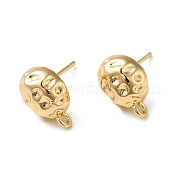 Brass Stud Earring Finding with Loops KK-C042-07G