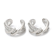 Серьги-каффы из латуни с микропаве и фианитами EJEW-E290-08P