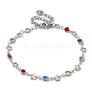 Латунные браслеты-цепочки со звездами BJEW-L685-03P