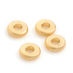 Perline distanziatrici in ottone con placcatura a cremagliera in stile opaco, placcato di lunga durata, rotondo e piatto, oro, 4x1.8mm, Foro: 1.6 mm