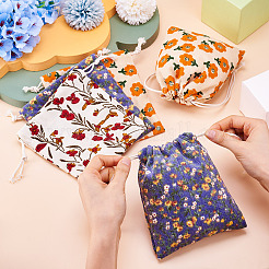 6 шт. двухцветные полиэстеровые сумки для хранения с цветочным принтом&nbsp;ABAG-TA0001-24