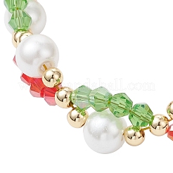Braccialetti rotondi con perline di vetro e perline di vetro perlato per donna&nbsp;BJEW-JB12441-02