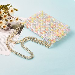 透明アクリル二層ビーズ織りバッグ  アルミダブルリンクバッグチェーンストラップ付き  カラフル  420mm&nbsp;AJEW-BA00091