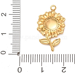 304ステンレスペンダント  花と葉のチャーム  ゴールドカラー  23x13x2mm  穴：1.4mm&nbsp;STAS-Z204-01G-01