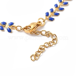 Collana con catena a maglie a spiga di grano smaltata&nbsp;NJEW-P220-02G