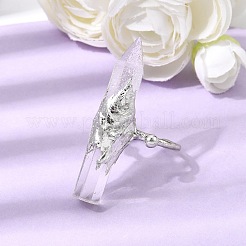Bagues manchettes en cristal de quartz naturel et laiton pour femmes&nbsp;RJEW-G374-01P-08