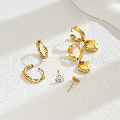 3 пара стильных сережек в форме сердца из нержавеющей стали SR9770