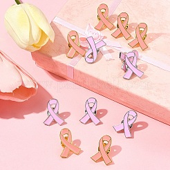 12 шт. 2 стиля розовая лента эмалированная булавка для осведомленности о раке груди&nbsp;JEWB-FS0001-08