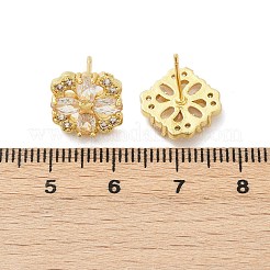 Серьги-гвоздики из латуни с микро-паве и прозрачным фианитом EJEW-U064-02G