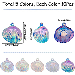 50 шт. 5-цветные переливающиеся прозрачные пластиковые подвески с УФ-покрытием TACR-SC0001-31