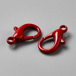 焼き付け塗装、亜鉛合金製ロブスタークラスプ  レッド  16x9x4mm  穴：1.8mm&nbsp;FIND-WH0016-53K