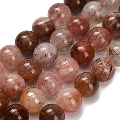 Натуральный красный Rutilated кварцевые нити бисера&nbsp;G-G300-A02-10mm