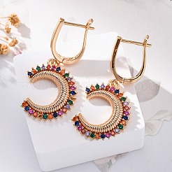 Латунные микро проложить серьги обруча кубического циркония&nbsp;EJEW-K300-50G-01