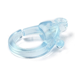 透明なプラスチック製のカニカン  ライトブルー  26x19x6mm  穴：2mm&nbsp;KY-H005-A02
