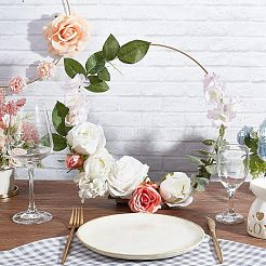 Железный обруч для рукоделия и набор деревянных пьедесталов DIY-WH0343-71