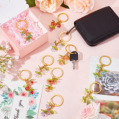 Брелки с подвесками из акрила и лэмпворка в виде ландышей&nbsp;KEYC-AB00042