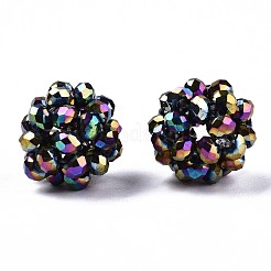 Perles tissées rondes en verre galvanisé&nbsp;X-GLAA-T024-01B