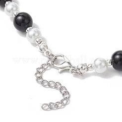 Ожерелья из круглых бусин из запеченного стекла с перламутровым покрытием для женщин NJEW-JN05307