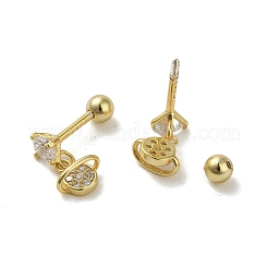 925 женская серьга из стерлингового серебра с микропаве из циркония EJEW-E307-10G