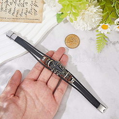 1 браслет из сплава и кожаного шнура для мужчин и женщин&nbsp;BJEW-CL0001-24