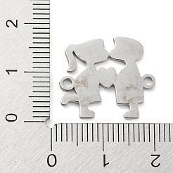 変色しない304ステンレススチールコネクタチャーム  男の子と女の子のリンク  ステンレス鋼色  16.5x19x1mm  穴：1.6mm&nbsp;STAS-P332-08P