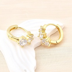 Латунные серьги-кольца из прозрачного кубического циркония EJEW-Z121-06G