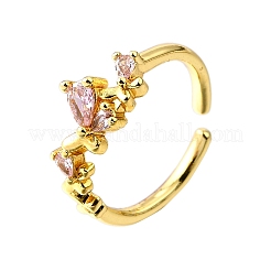 Манжеты из латуни с микро паве кубический цирконий для женщин RJEW-H247-05G