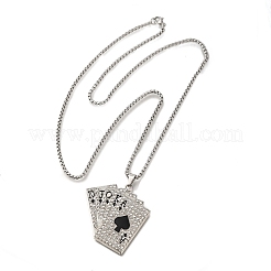 Colliers pendentifs en alliage de cristal strass cartes à jouer&nbsp;NJEW-R001-01P-02