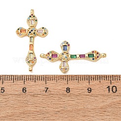 Breloques de connecteur en laiton micro pavé de zircone cubique colorée&nbsp;CU-CBA4579-08G-A