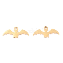 304ステンレスペンダント  レーザー切断  ハロウィン用  バット  ゴールドカラー  16x7.5x1.1mm  穴：1.4mm&nbsp;STAS-O142-34G