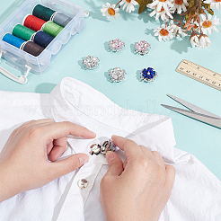 6 шт. 3-х цветные запонки из сплава стекла с цветочным узором HJEW-NB00195