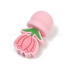 Бусины из пищевого силикона с цветочным узором SIL-A011-03B-01