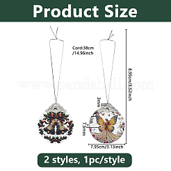 2 шт. 2 стиля стеклянных подвесных украшений в форме капли&nbsp;AJEW-DC0003-60