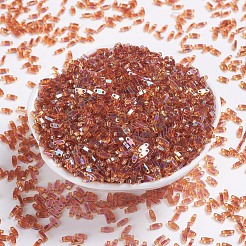 MIYUKIクォーターティラビーズ  日本製シードビーズ  2穴  （qtl257)透明トパーズab  5x1.2x1.9mm  穴：0.8mm  約480PCS /ボトル  10 G /ボトル&nbsp;SEED-JP0008-QTL257
