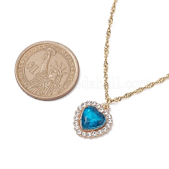 ハート合金ラインストーンペンダントネックレス  304 ステンレス シンガポール チェーン  ゴールドカラー  16.81インチ（42.7cm）&nbsp;NJEW-JN04935