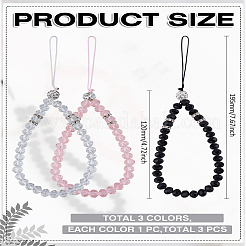 3 шт. 3-цветные стеклянные и стразы-бусины для телефона&nbsp;AJEW-LP0001-15