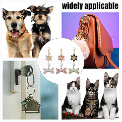 6 шт. подвеска из сплава цветов и костей со стразами&nbsp;HJEW-DR00167