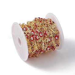 Occhio di cavallo smaltato e catene a maglie ovali e romboidali&nbsp;CHC-C003-27G-02