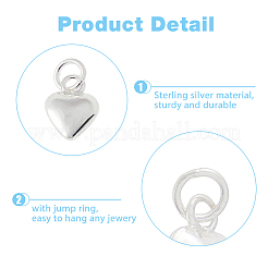 3 шт. 925 подвески в виде объемного сердца из стерлингового серебра с соединительными кольцами STER-HS0001-05