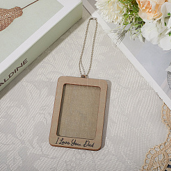 Прямоугольник со словами я люблю тебя папа деревянная подвесная фоторамка&nbsp;HJEW-SP0001-19A