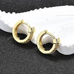 Латунные серьги-кольца из прозрачного кубического циркония EJEW-H157-08G
