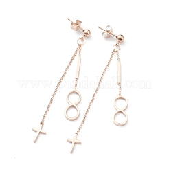 イオンプレーティング（IP）304ステンレススチールスタッドピアス  クロス＆インフィニティ  ミックスカラー  72.5mm  ピン：0.7mm&nbsp;EJEW-P191-01