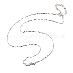 925 серебряное ожерелье с подвеской в виде сердца из прозрачного микропаве из кубического циркония для женщин&nbsp;NJEW-D315-01P
