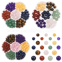 56 шт. 7 вида круглых бусин из натурального зеленого авантюрина&nbsp;G-YW0002-61A