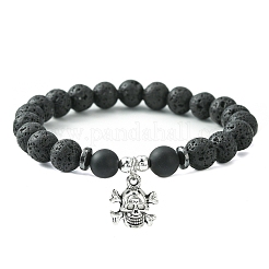 Braccialetti elasticizzati con perline miste naturali e sintetiche con ciondoli in lega&nbsp;BJEW-JB09444